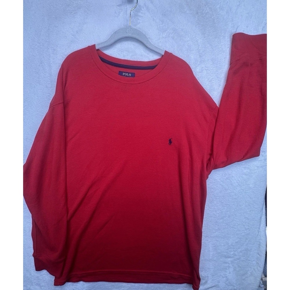 Polo Ralph Lauren‎ Thermal Shirt Men's 3XLT Red Waffle Knit Long Sleeve Big
